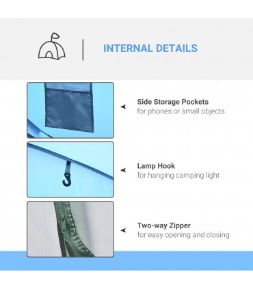 Camping Tent Dome Pop-up Tent with Windows for 4-5 Person Sky Blue