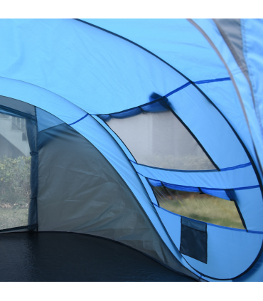 Camping Tent Dome Pop-up Tent with Windows for 4-5 Person Sky Blue