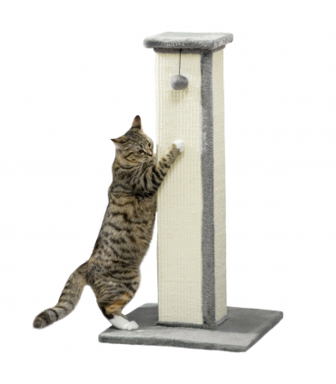 Cat Scratching Post 81cm Cat Scratcher w/ Natural Sisal Rope Hanging Ball Grey
