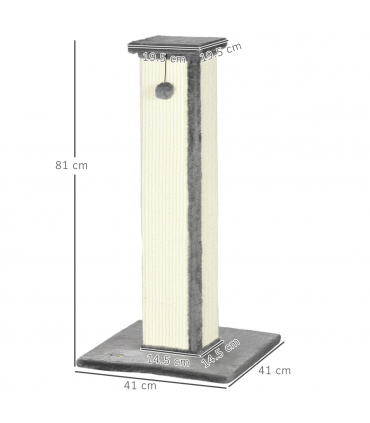 Cat Scratching Post 81cm Cat Scratcher w/ Natural Sisal Rope Hanging Ball Grey