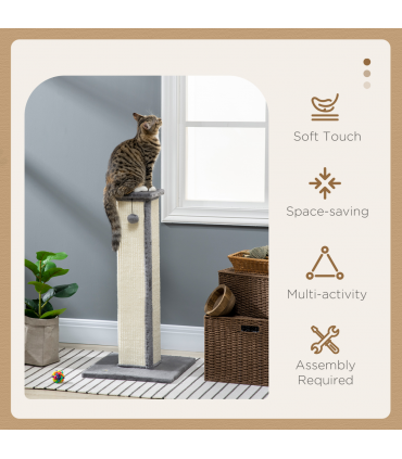 Cat Scratching Post 81cm Cat Scratcher w/ Natural Sisal Rope Hanging Ball Grey