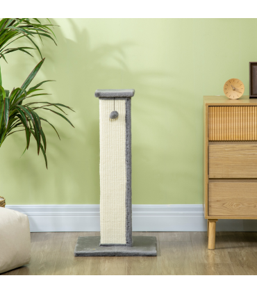 Cat Scratching Post 81cm Cat Scratcher w/ Natural Sisal Rope Hanging Ball Grey