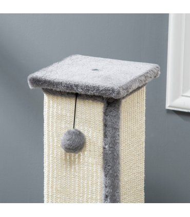 Cat Scratching Post 81cm Cat Scratcher w/ Natural Sisal Rope Hanging Ball Grey