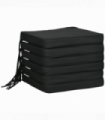 Outsunny Set of 6 Chair Cushion Seat Pads Dining Chair w/ Straps Outdoor Black