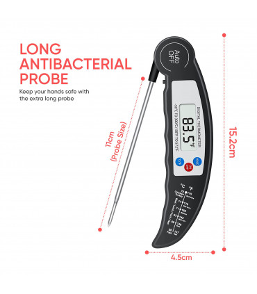 Digital Food Thermometer - BLACK