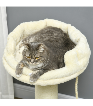 Cat Tree for Indoor Cats w/ Sisal Scratching Post, Spacious Kitten Bed - Cream