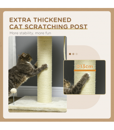 Cat Tree for Indoor Cats w/ Sisal Scratching Post, Spacious Kitten Bed - Cream