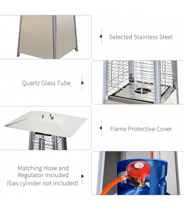 10.5KW Patio Gas Heater Outdoor Pyramid Propanes Heater w/ Cover