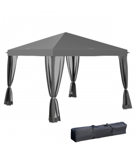 Heavy Duty Pop Up Gazebo with Removable Mesh Sidewall Netting Gray