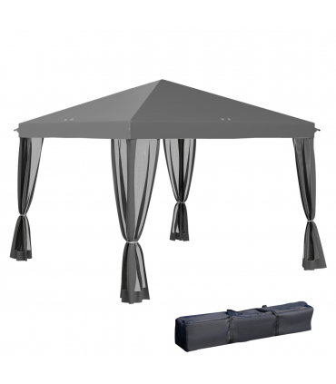 Heavy Duty Pop Up Gazebo with Removable Mesh Sidewall Netting Gray
