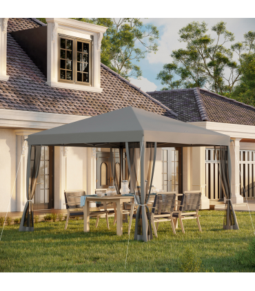 Heavy Duty Pop Up Gazebo with Removable Mesh Sidewall Netting Gray