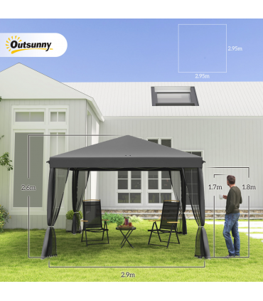 Heavy Duty Pop Up Gazebo with Removable Mesh Sidewall Netting Gray