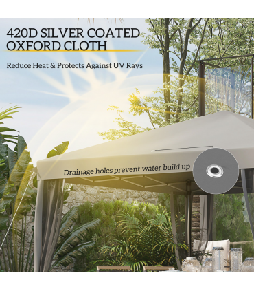 Heavy Duty Pop Up Gazebo with Removable Mesh Sidewall Netting Gray