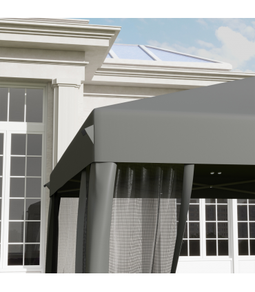 Heavy Duty Pop Up Gazebo with Removable Mesh Sidewall Netting Gray