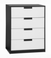 Chest of Drawers 4 Drawers Cabinet Organiser Unit White Black 60cmx40cmx80cm
