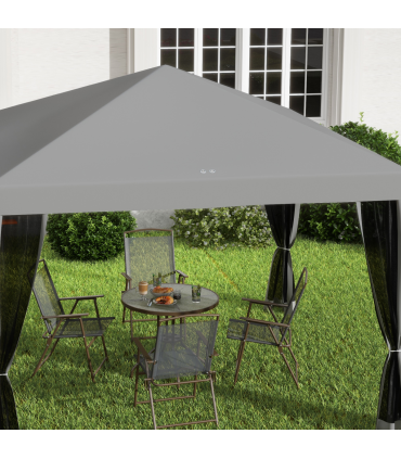 Heavy Duty Pop Up Gazebo with Removable Mesh Sidewall Netting Gray