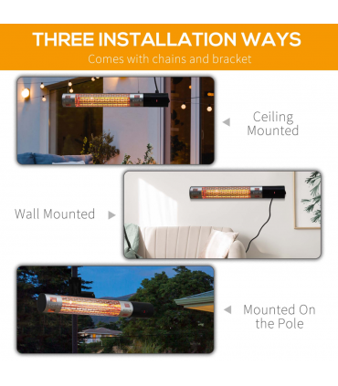 1500W Electric Halogen Heater Garden Warmer Wall Mount Remote Control