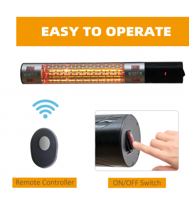 1500W Electric Halogen Heater Garden Warmer Wall Mount Remote Control
