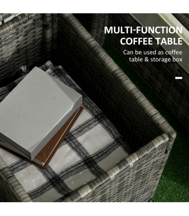 3 PCs PE Rattan Garden Sofa Set w/ 2 Chairs & Storage Table Orange