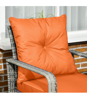 3 PCs PE Rattan Garden Sofa Set w/ 2 Chairs & Storage Table Orange