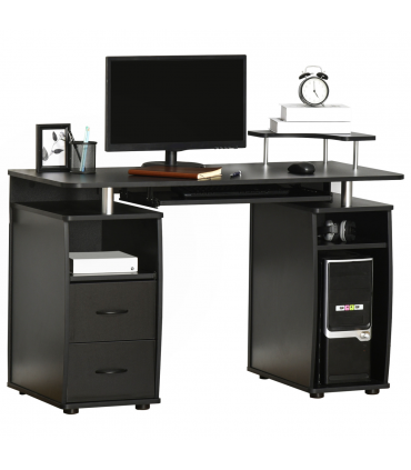 Computer Office Desk Table Workstation w/  Keyboard Tray, Drawer, Black HOMCOM
