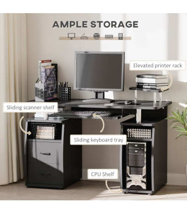 Computer Office Desk Table Workstation w/  Keyboard Tray, Drawer, Black HOMCOM