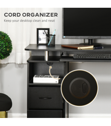 Computer Office Desk Table Workstation w/  Keyboard Tray, Drawer, Black HOMCOM