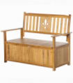 2 Seater Wood Garden Storage Bench Outdoor Storage Box Natural