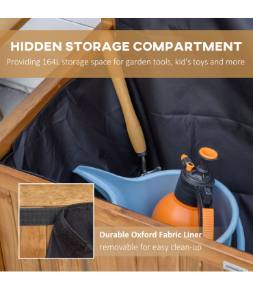 2 Seater Wood Garden Storage Bench Outdoor Storage Box Natural