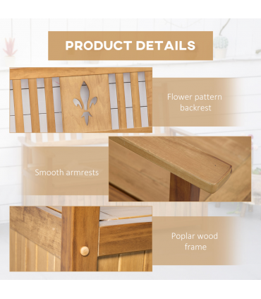 2 Seater Wood Garden Storage Bench Outdoor Storage Box Natural