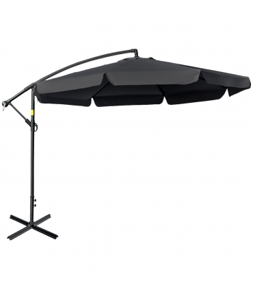 2.7m Garden Cantilever Banana Parasol Sun Shade w/ Crank, Black