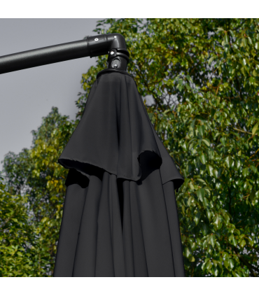 2.7m Garden Cantilever Banana Parasol Sun Shade w/ Crank, Black