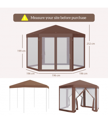 Hexagonal Garden Gazebo Party Tent Patio Marquee Canopy