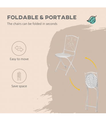 3 Piece Garden Bistro Set w/ Mosaic Top for Patio, Balcony, Poolside