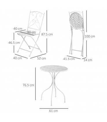3 Piece Garden Bistro Set w/ Mosaic Top for Patio, Balcony, Poolside