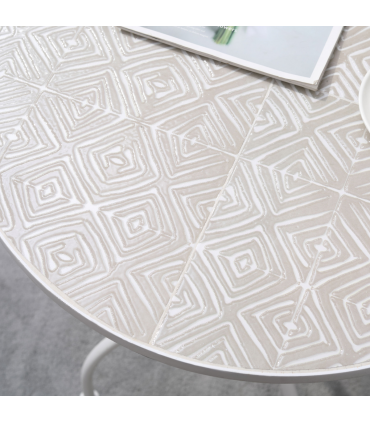 3 Piece Garden Bistro Set w/ Mosaic Top for Patio, Balcony, Poolside