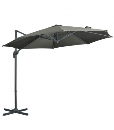 3 x 3(m) Cantilever Parasol Garden Umbrella with Cross Base Grey