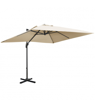 2.7 x 2.7 m Cantilever Parasol Garden Umbrella w/ Cross Base White