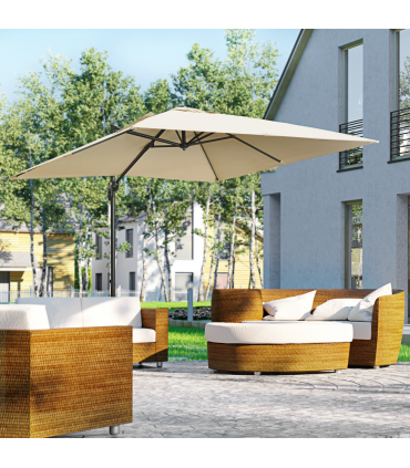 2.7 x 2.7 m Cantilever Parasol Garden Umbrella w/ Cross Base White