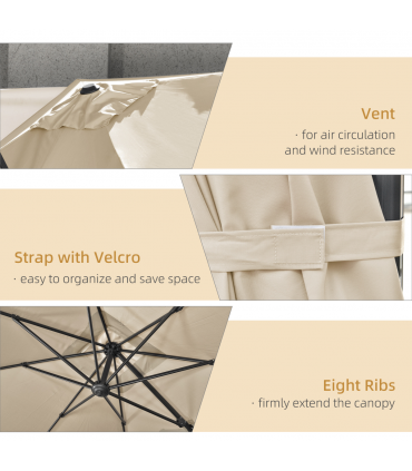 2.7 x 2.7 m Cantilever Parasol Garden Umbrella w/ Cross Base White