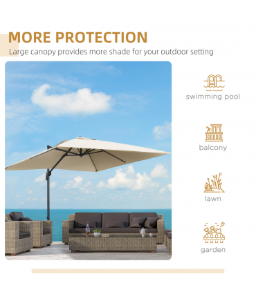 2.7 x 2.7 m Cantilever Parasol Garden Umbrella w/ Cross Base White