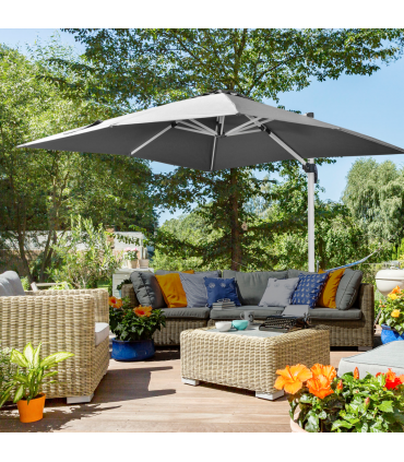 3 x 3(m) Cantilever Roma Parasol Garden Umbrella with Cross Base Grey