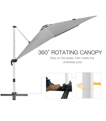 3 x 3(m) Cantilever Roma Parasol Garden Umbrella with Cross Base Grey