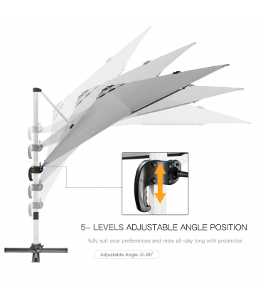 3 x 3(m) Cantilever Roma Parasol Garden Umbrella with Cross Base Grey