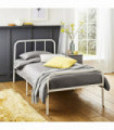Extra Strong Single Metal Bed Frame with Rounded Head and Foot Board In White - Improved