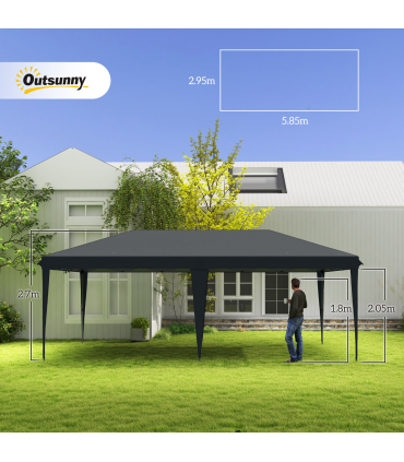 3 x 6 m Pop Up Gazebo Patio Party Event Heavy Duty Canopy Black