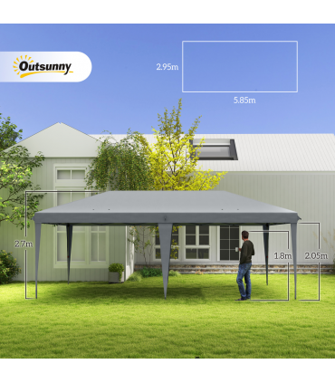 3 x 6 m Pop Up Gazebo Patio Party Event Heavy Duty Canopy Grey