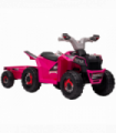 Electric Quad Bike, 6V Kids Ride On ATV w/ Back Trailer for 18-36 Months - Pink