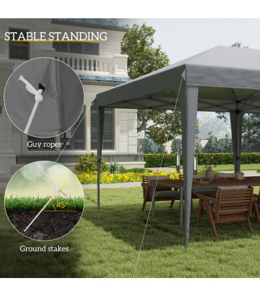 3 x 6 m Pop Up Gazebo Patio Party Event Heavy Duty Canopy Grey