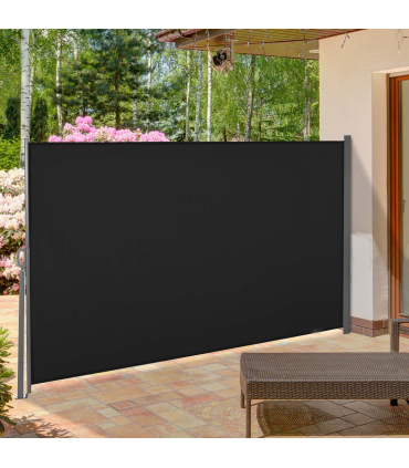 3x1.6M Retractable Side Awning Screen Fence Patio Privacy Divider Black